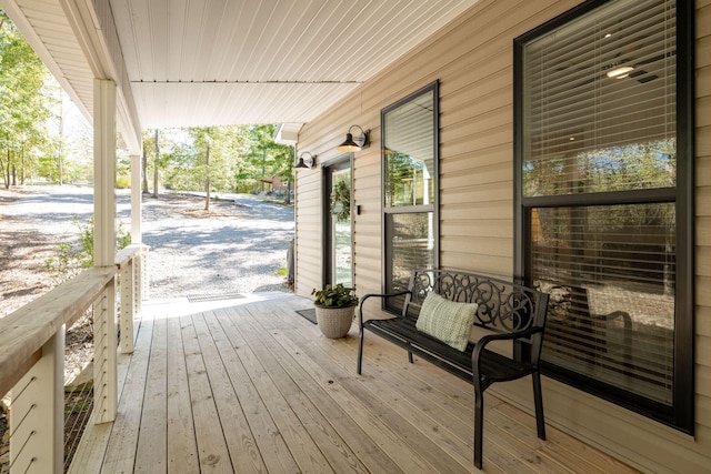 wooden deck with covered porch