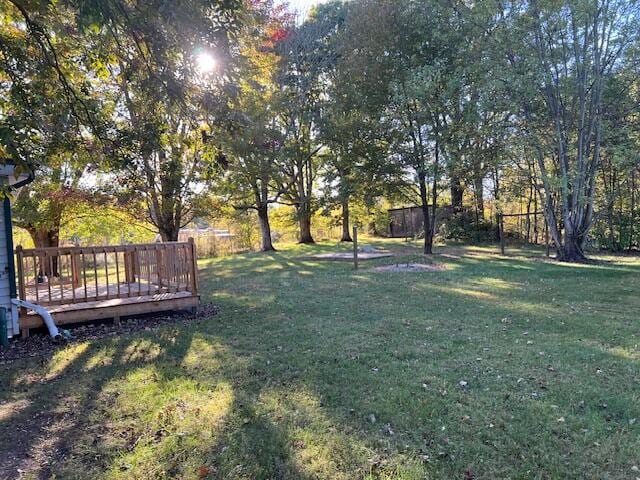 view of yard featuring a deck