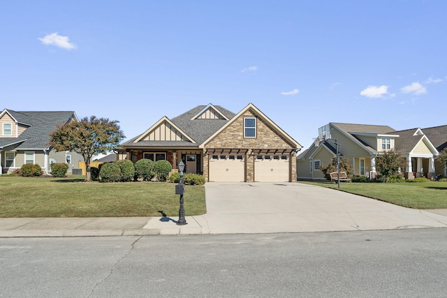 craftsman-style house with a garage and a front yard