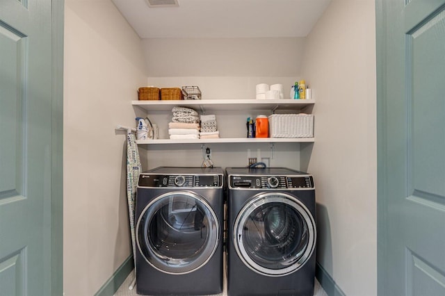 laundry room featuring washing machine and clothes dryer