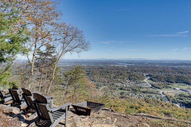 aerial view with a mountain view