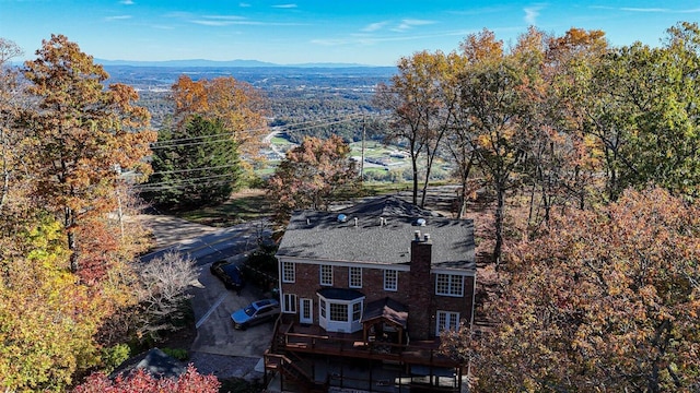 drone / aerial view with a mountain view