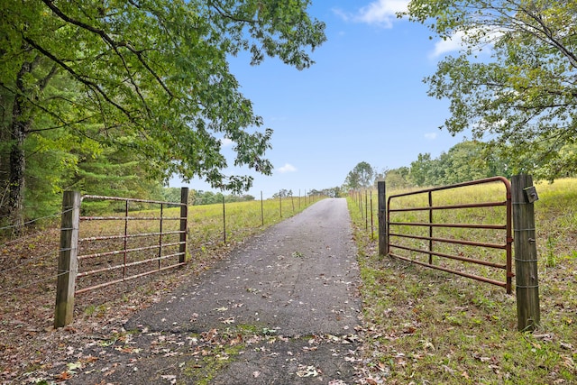 view of gate with a rural view