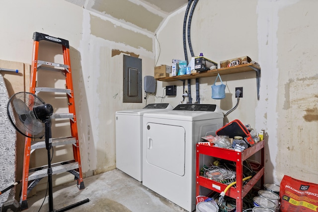 laundry room featuring independent washer and dryer and electric panel