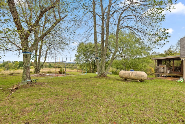 view of yard with a sunroom