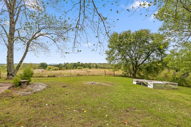 view of yard with a rural view