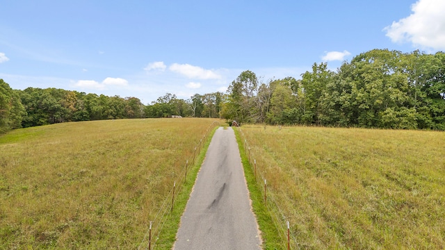 view of road featuring a rural view