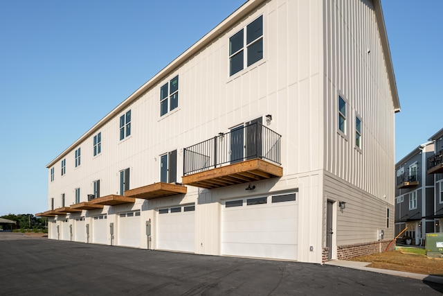 view of building exterior featuring a garage