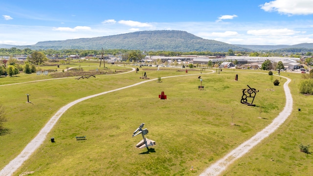 drone / aerial view with a mountain view