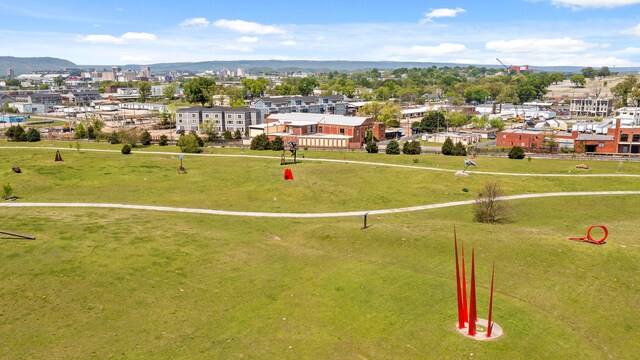 aerial view with a mountain view