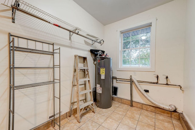 utility room featuring water heater