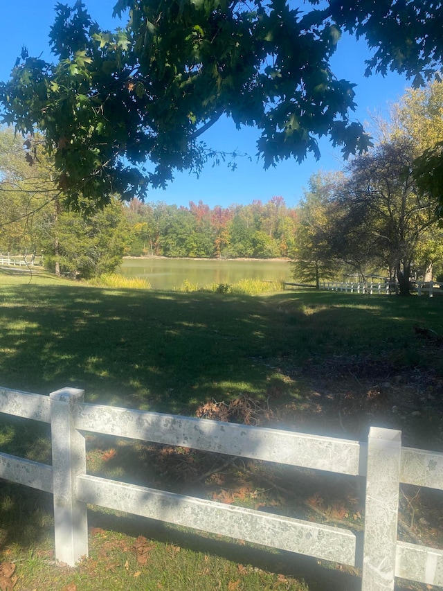 view of yard with a water view