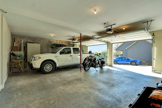 garage with a garage door opener