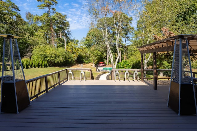 wooden terrace with a pergola