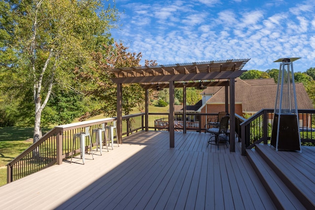 deck featuring a pergola