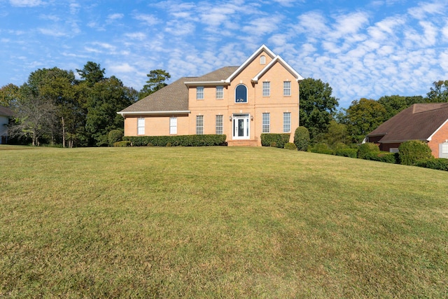 colonial house with a front lawn