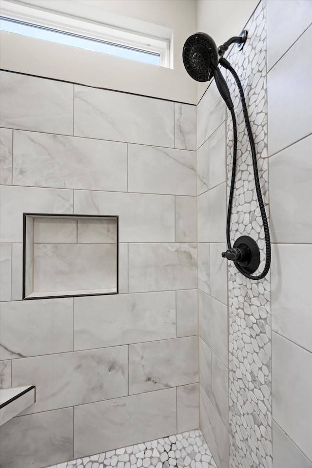 interior details with tiled shower