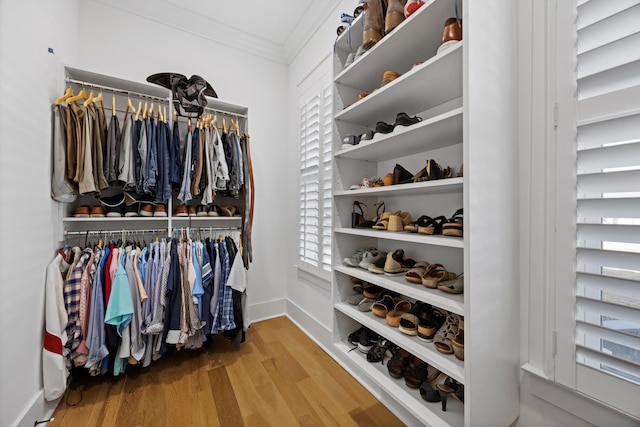 spacious closet with light wood-type flooring