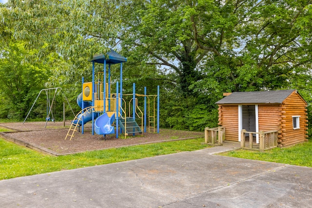 view of play area with a yard