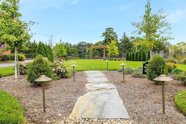 view of yard featuring a pergola