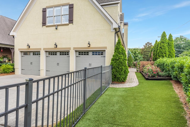 exterior space featuring a garage