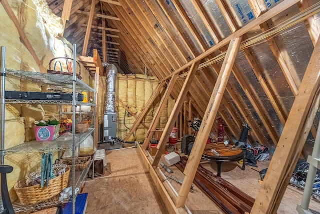 view of unfinished attic