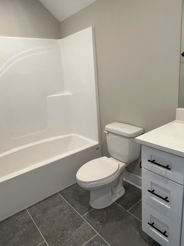 full bathroom featuring vanity, toilet, tile patterned flooring, and shower / bathtub combination