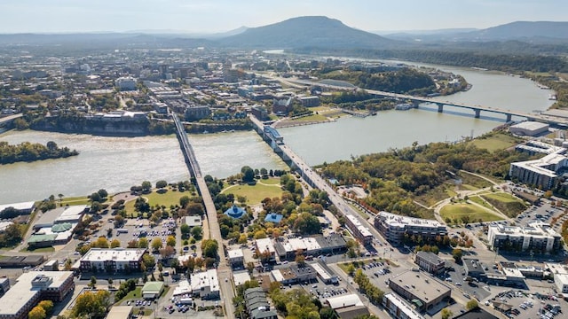 aerial view with a water and mountain view