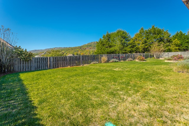 view of yard with a mountain view