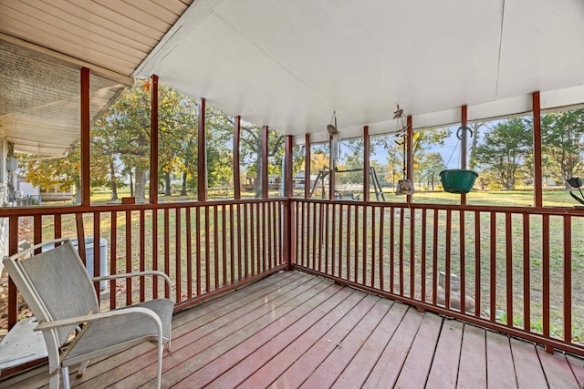 view of unfurnished sunroom