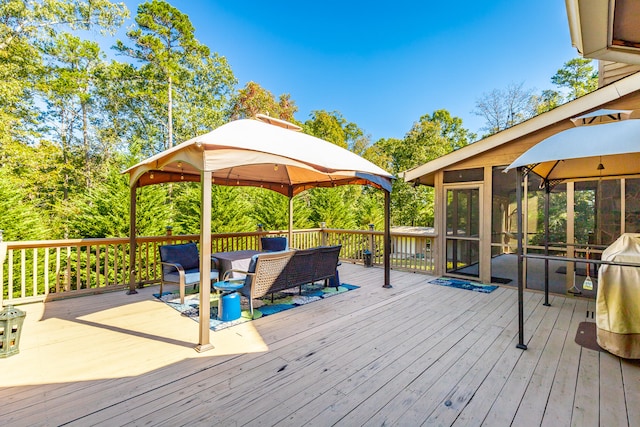 wooden terrace with a sunroom