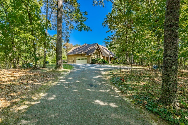 view of front of property with a garage