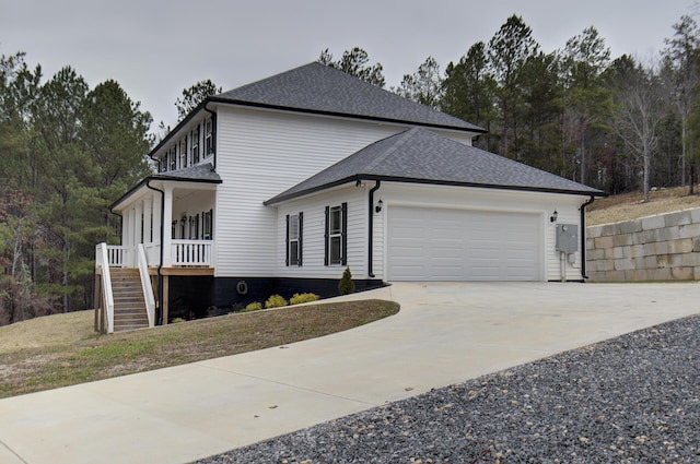 view of property exterior featuring a garage