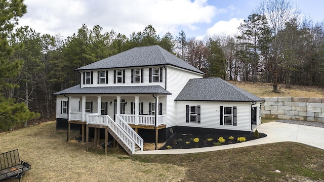 view of front of property featuring covered porch