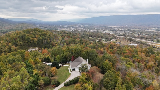 drone / aerial view with a mountain view