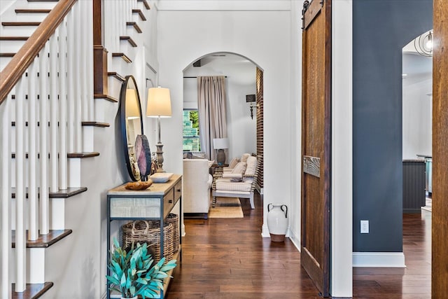 hall featuring dark hardwood / wood-style floors