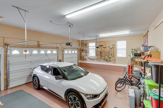 garage with a garage door opener