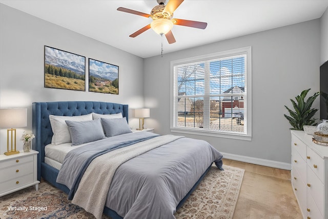 bedroom featuring ceiling fan