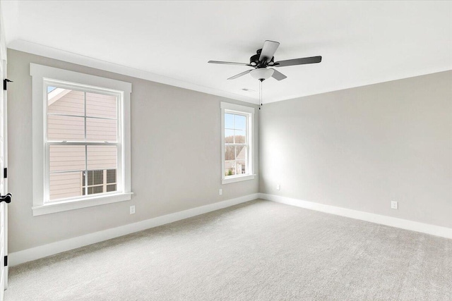 empty room with carpet flooring and ceiling fan