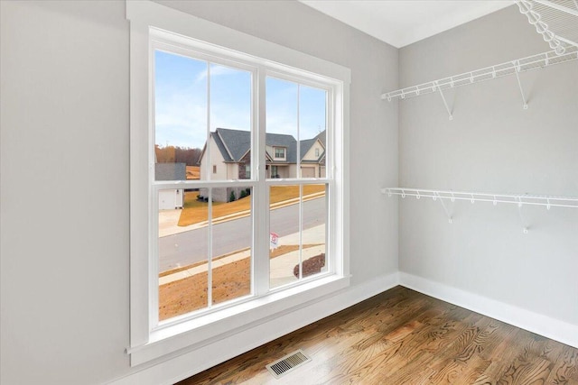 spacious closet with hardwood / wood-style floors