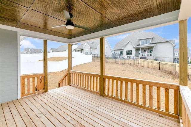 wooden terrace with ceiling fan