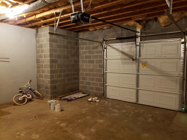 garage with a garage door opener