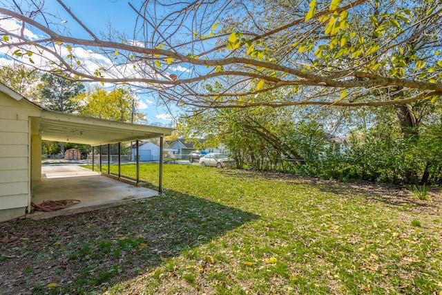 view of yard featuring a carport