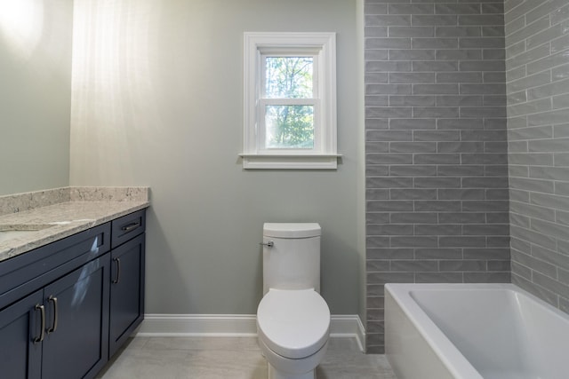 full bathroom featuring vanity, toilet, shower with separate bathtub, and tile patterned flooring