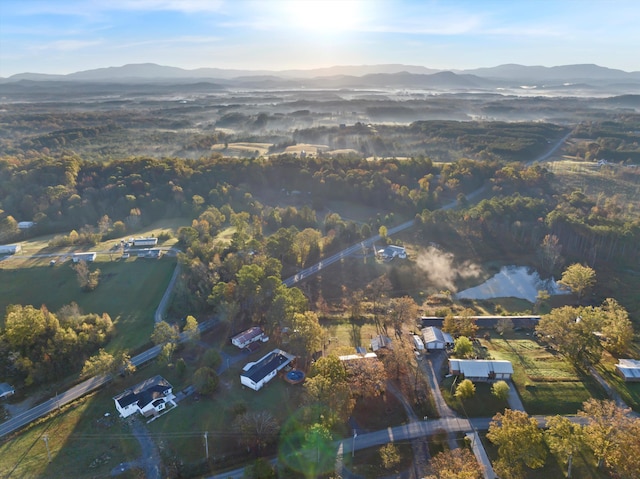 aerial view with a mountain view