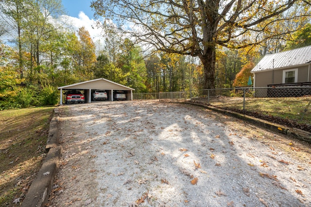 exterior space featuring a carport