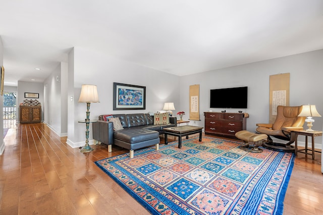 living room with wood-type flooring