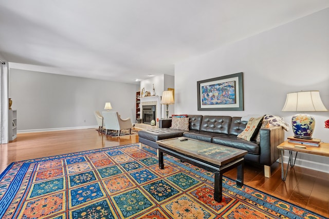 living room with hardwood / wood-style floors