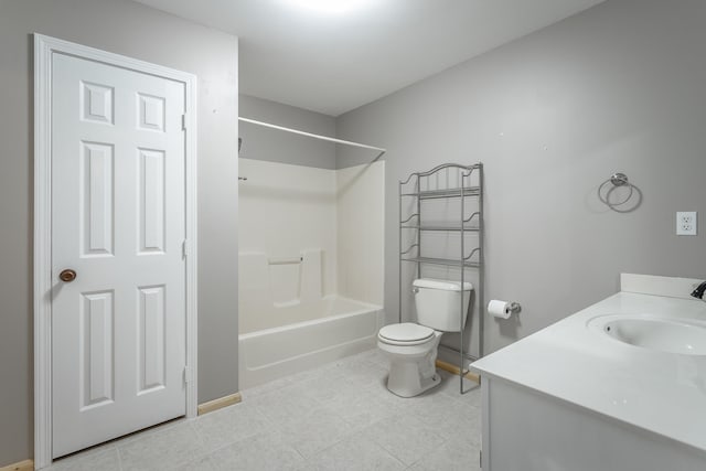 full bathroom with tile patterned floors, vanity, toilet, and bathing tub / shower combination