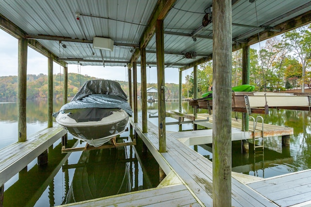 view of dock featuring a water view